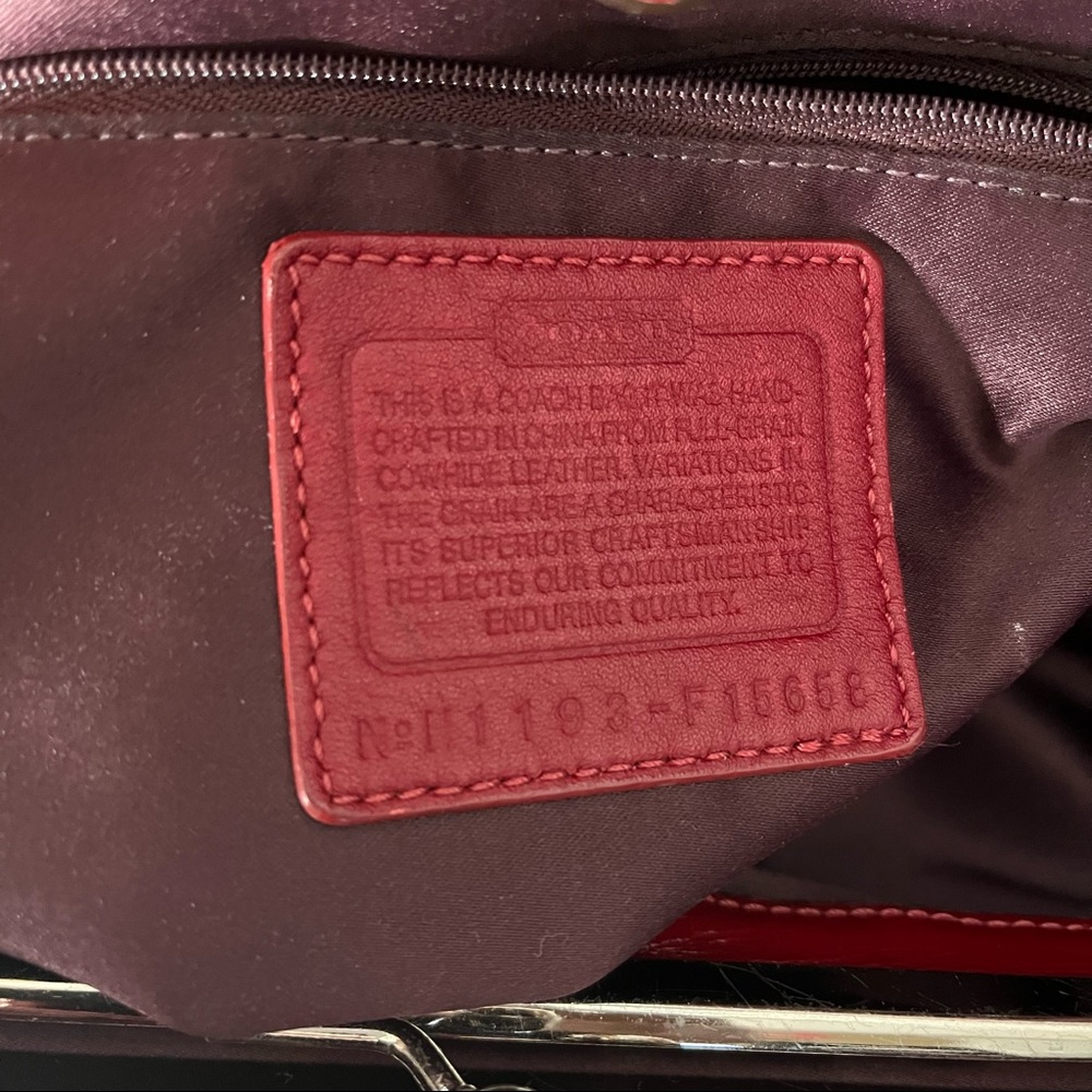 Coach Carryall Signature Stitch Frame (F15658) Berry Patent Leather Tote - Picture 12 of 14